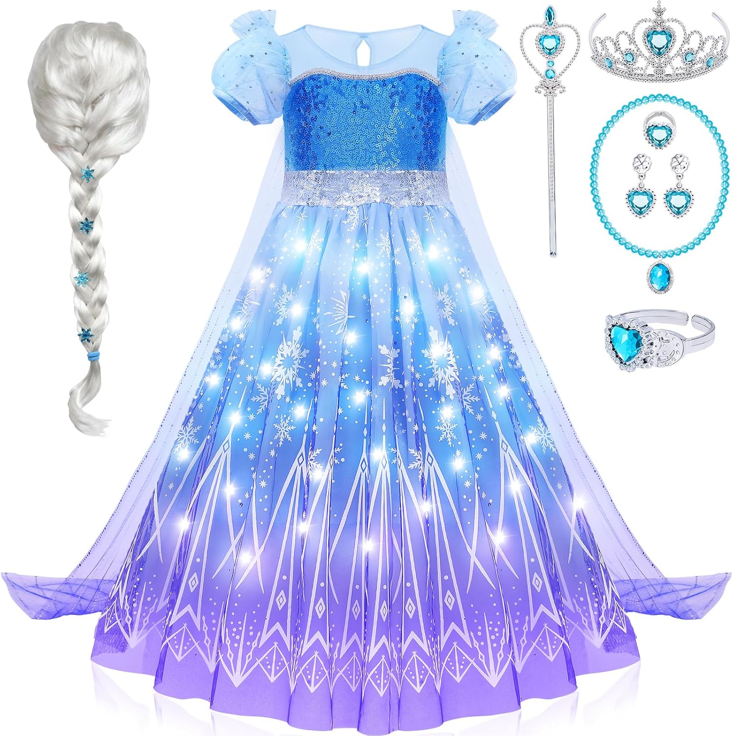 G.C Girls Light Up Princess Costume Dress Up Set for Kids
