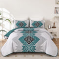 Teal Boho Quilt Set Queen 3 Piece - Lightweight All-Season Coverlet