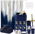 32PCS Bathroom Accessory Set Navy Blue Shower Curtain Set - Complete