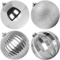 Extra Large Outdoor Christmas Ornaments 8in Silver Set of 4