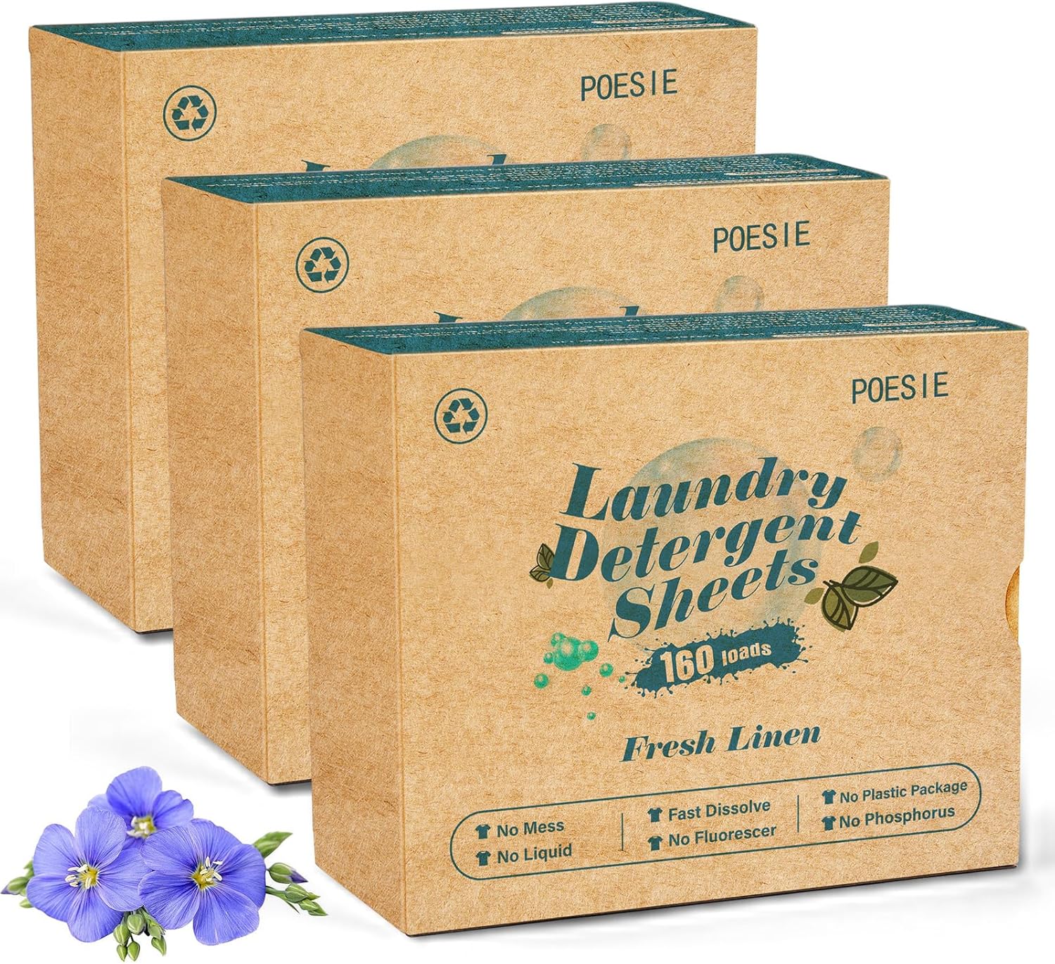 Poesie Laundry Detergent Sheets for Fresh Linen Scented Cleaning