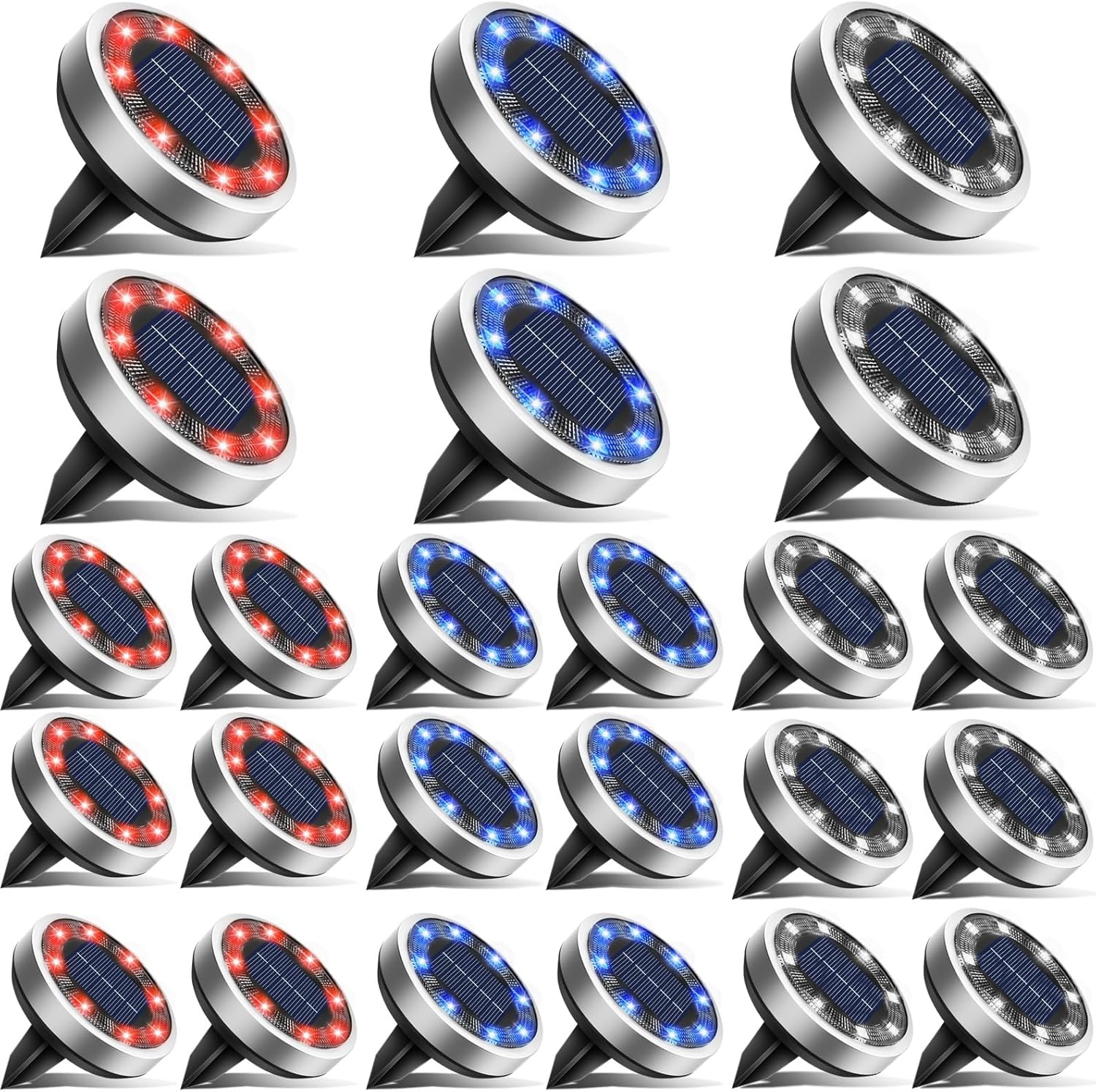 24 Pack Solar Ground Lights for Garden Lawn Pathway Lighting
