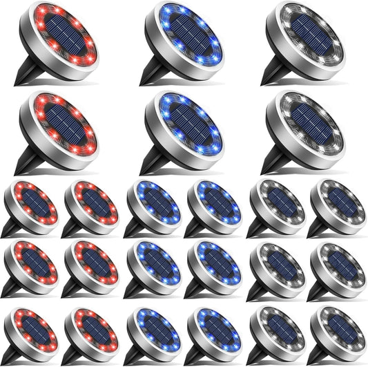 24 Pack Solar Ground Lights for Garden Lawn Pathway Lighting