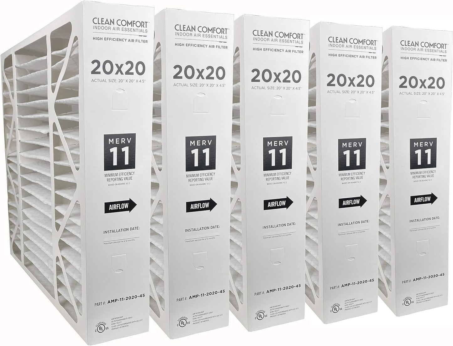 Clean Comfort AMP-11-2020-45 Media Air Filter 5-Pack for Home Use