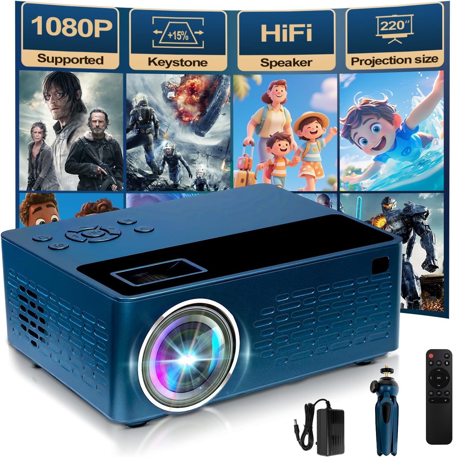 Smart Support for 4K Projectors with Mini Stand and Speaker