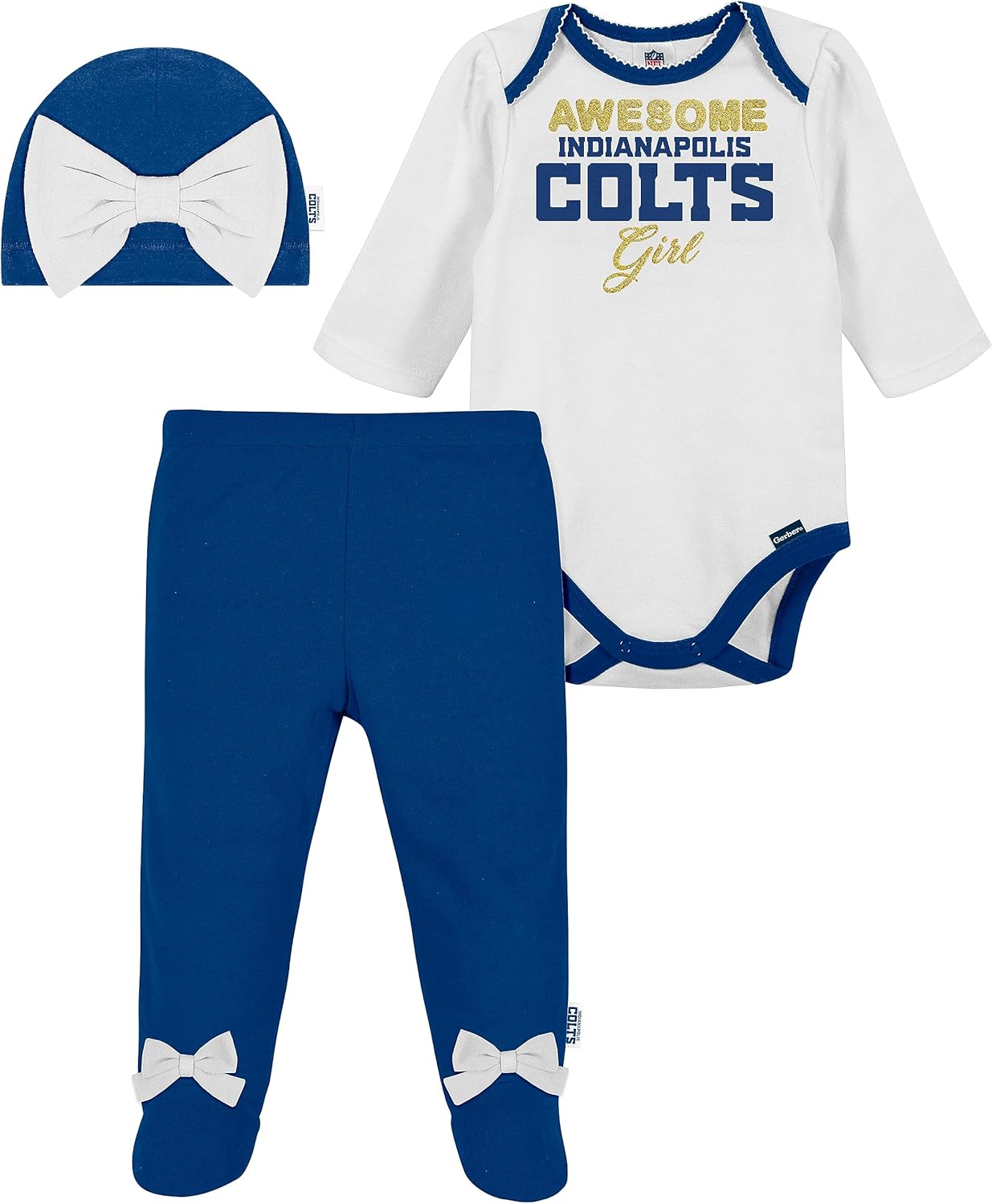 NFL Baby Girls Footed Pant and Bodysuit Gift Set for Colts Fans