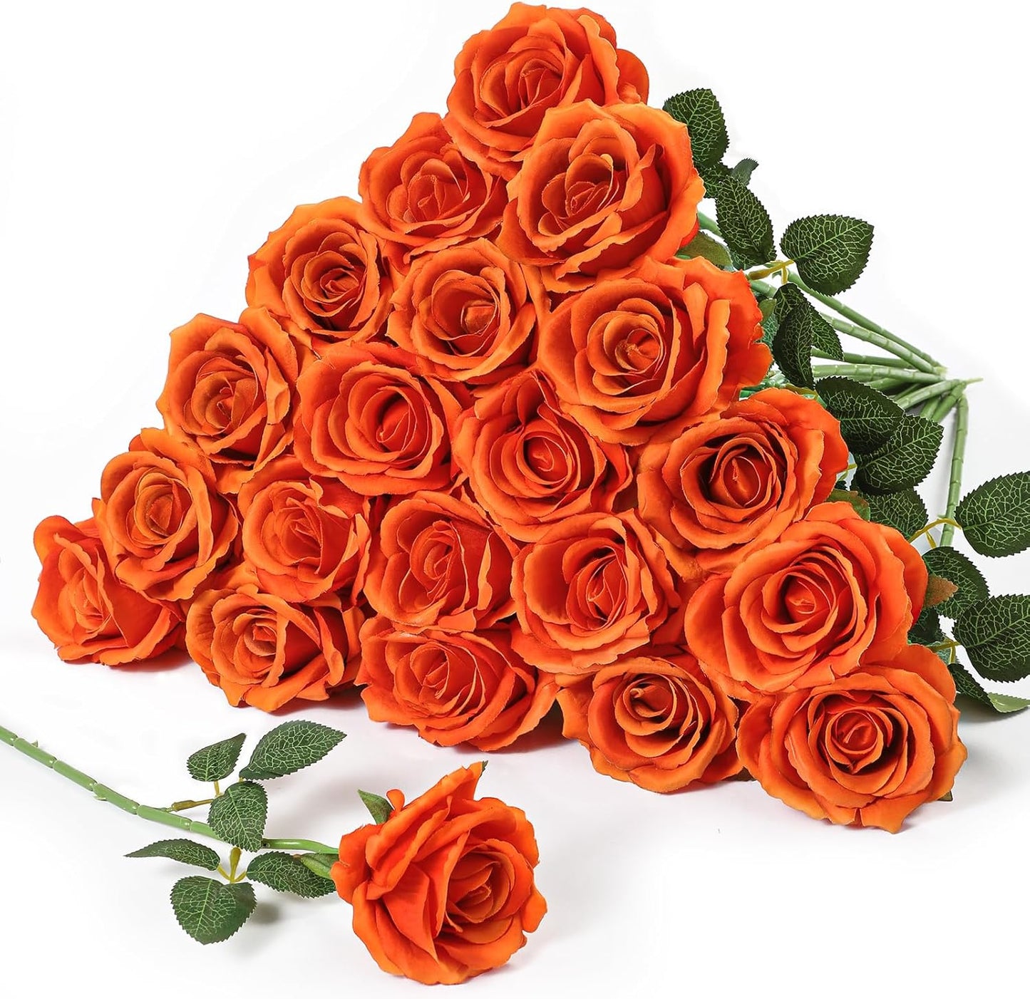 Stunning 20pcs 4ft' Big Orange Artificial Roses for Home Decor