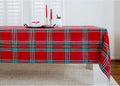 Red Tartan Linen Tablecloth 60 x 144 in - Holiday Dining