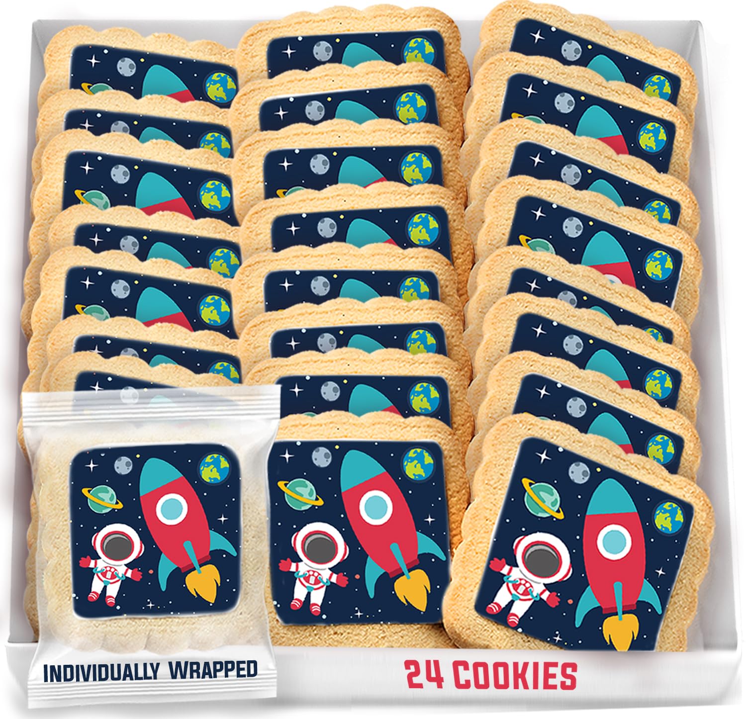Space Themed Cookies Individually Wrapped for Kids Parties