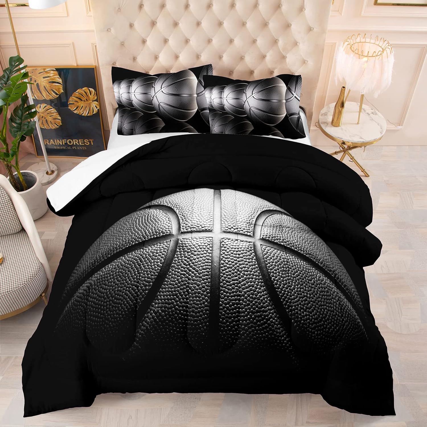 Boys Basketball Comforter Set Queen Size for Sports Lovers