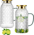 Glass Pitcher with Lid 2 PACK 84 oz Vintage Water Pitcher - Heat