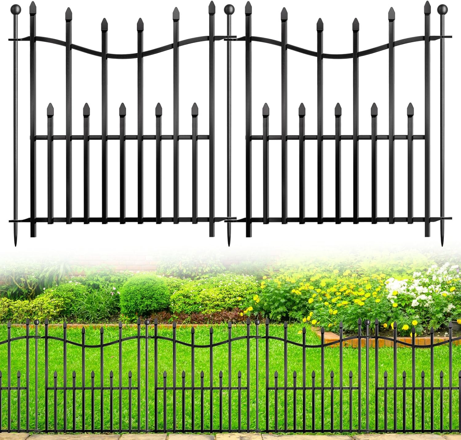 10 Panels No Dig Decorative Garden Fence for Outdoor Spaces