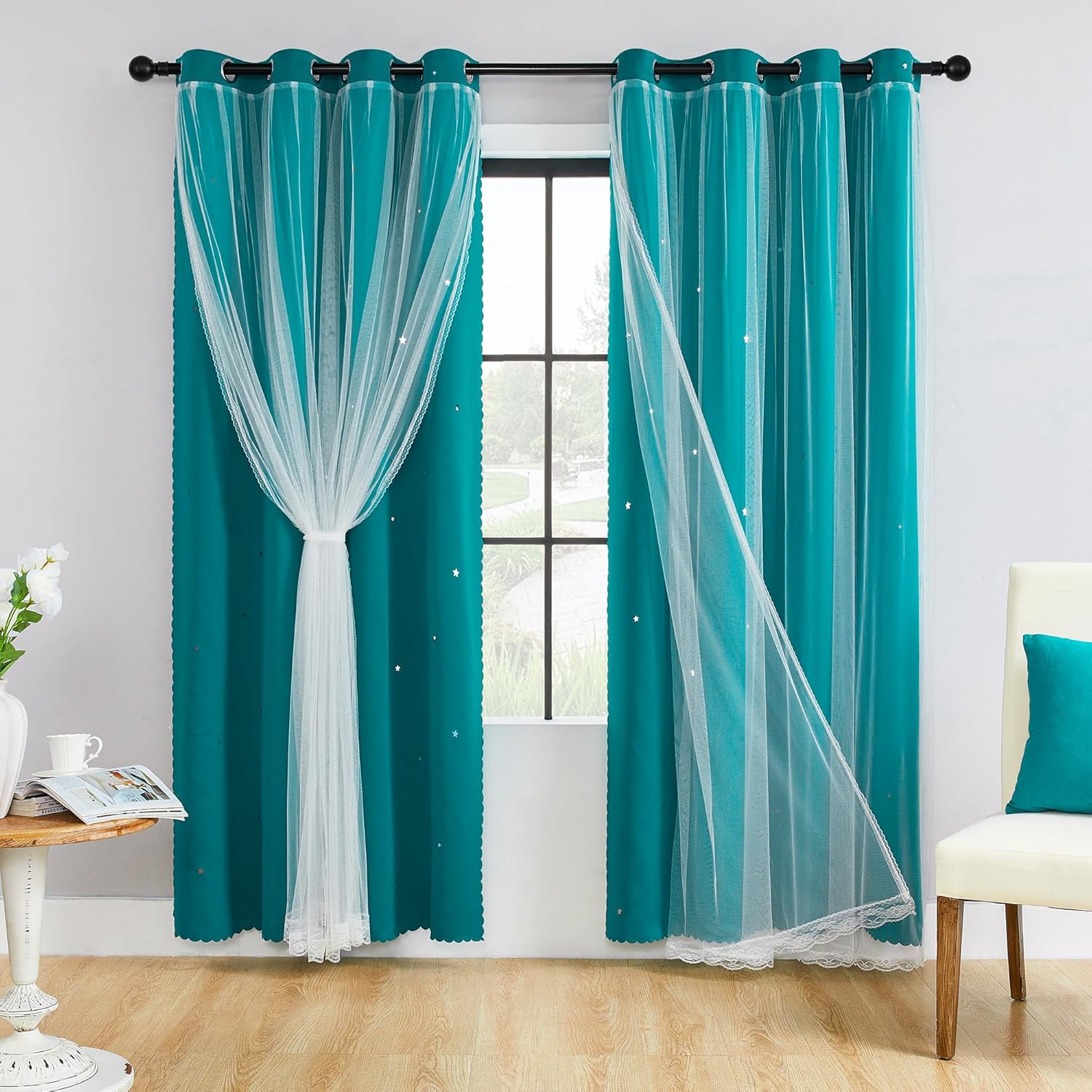 XiDi Black Out Curtains for Girls Bedroom Decor and Living Room