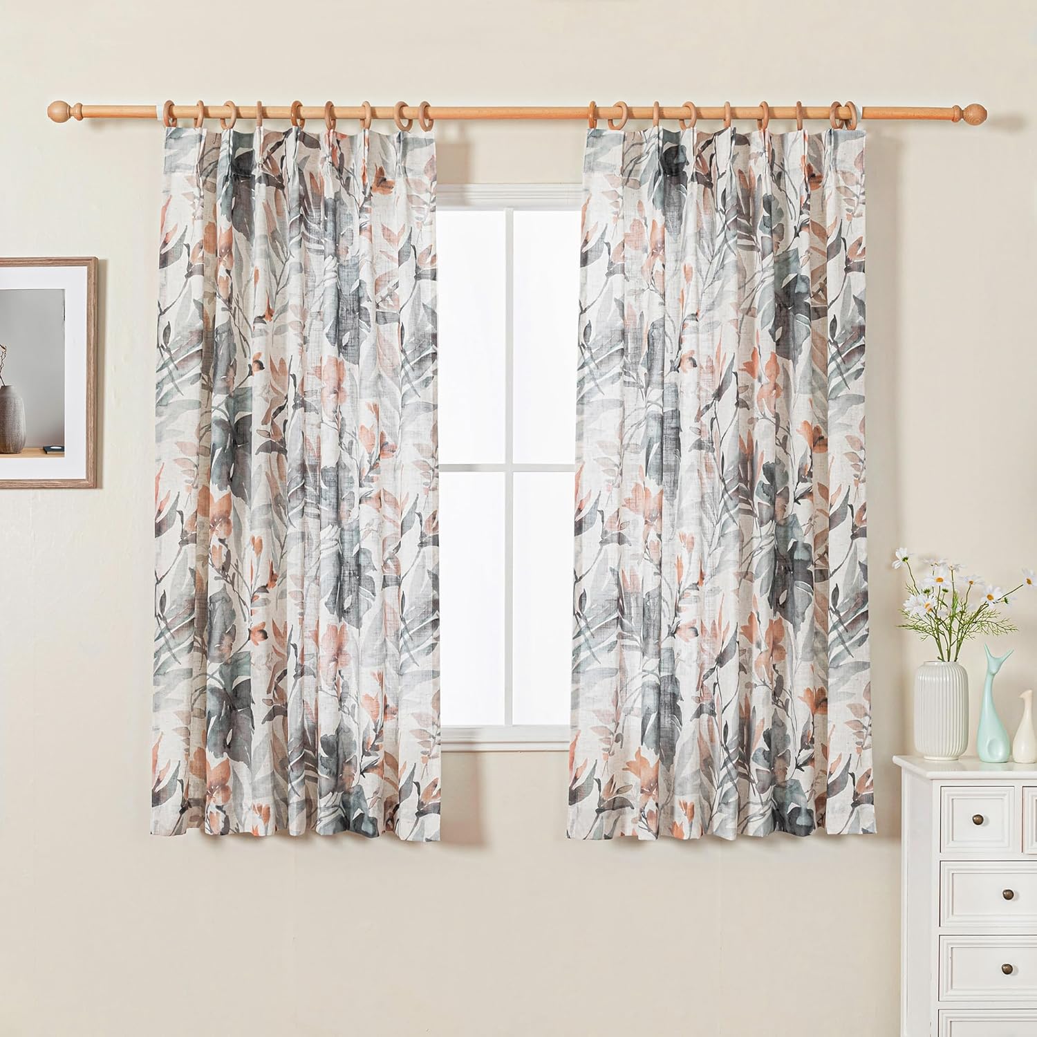 MYSKY HOME Pinch Pleated Curtains for Living Room, 63 Inch