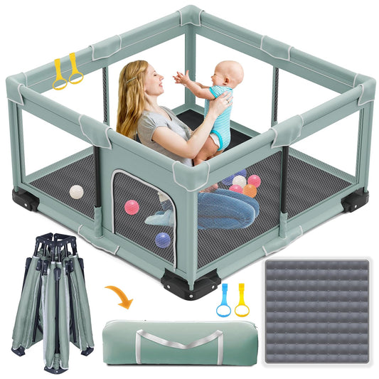 ICAREWAY Foldable Playpen: Portable & Safe Play Area