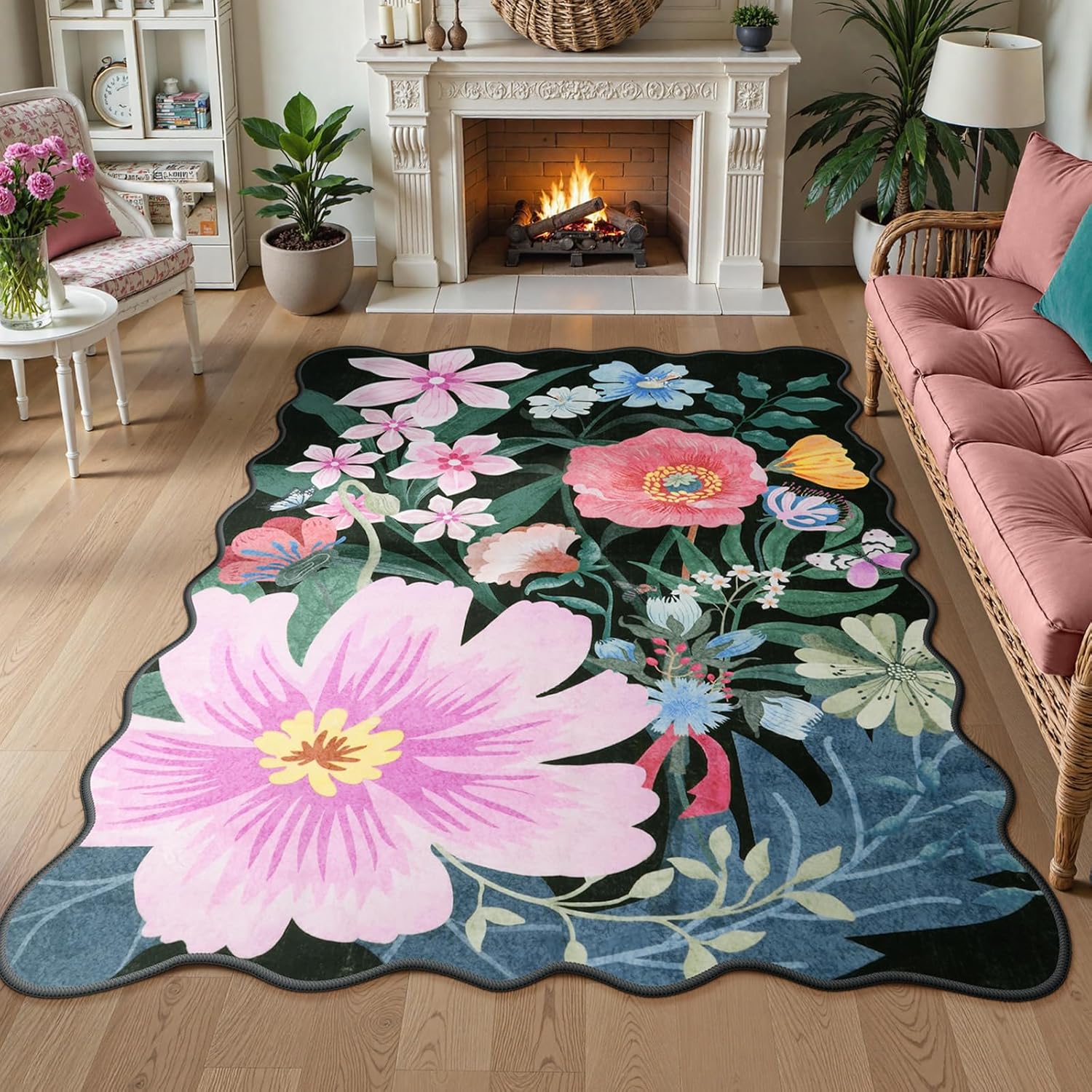 Wonnitar Washable 5x7 Black Area Rug for Living Room Decor
