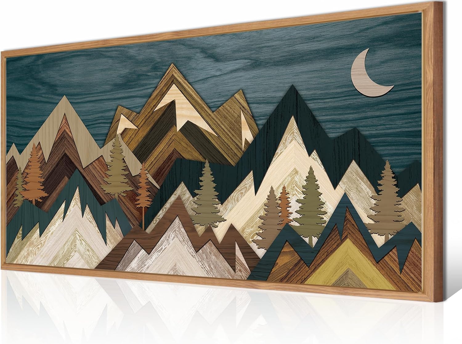 Mountain Wall Art Framed Canvas for Rustic Home Decor