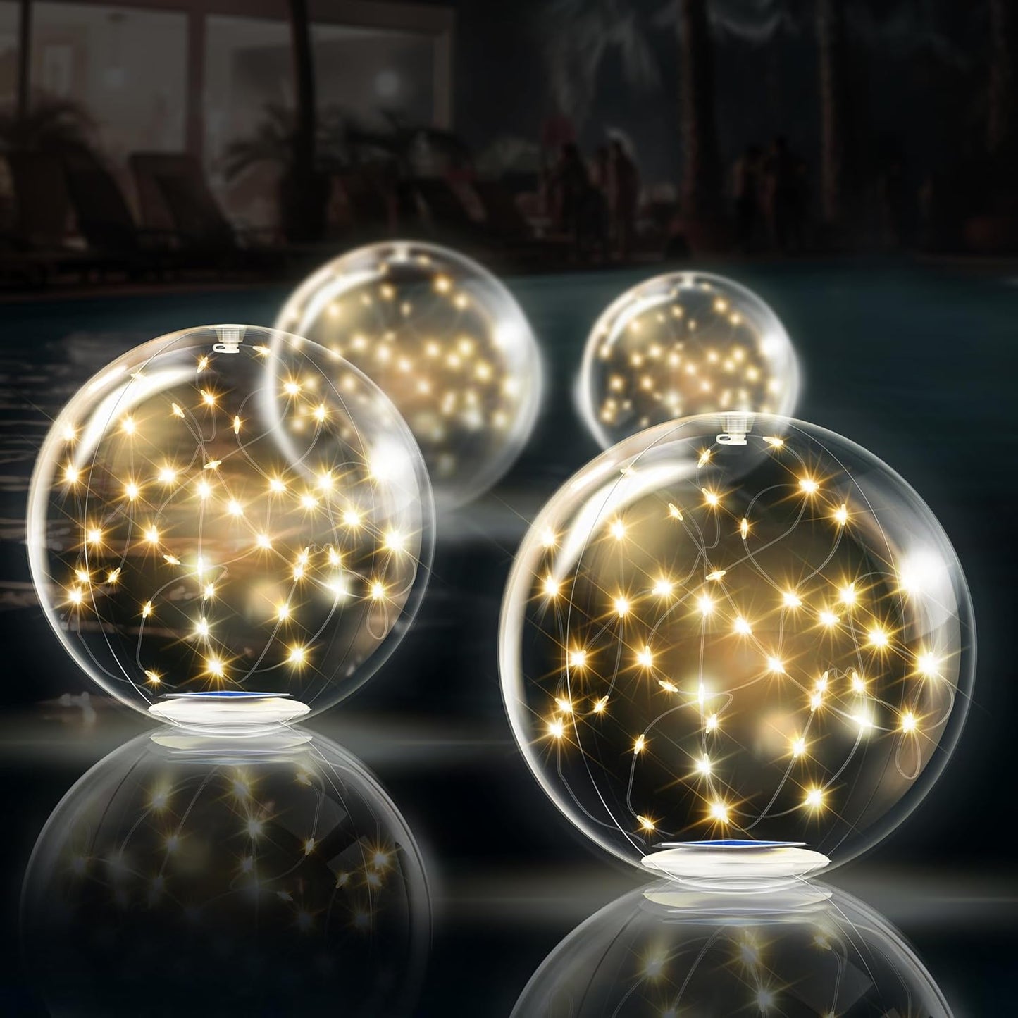 TIALLY Fairy Floating Pool Lights Solar Powered for Nighttime Fun
