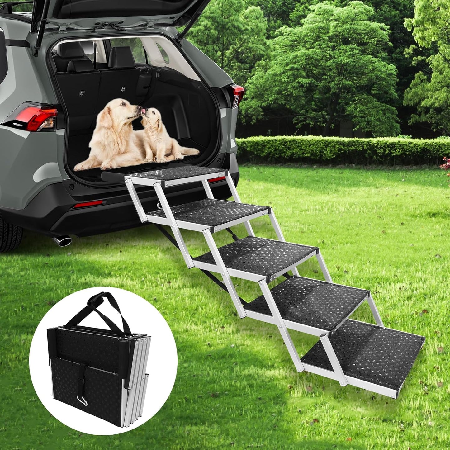 PENSUN Dog Stairs Portable Folding Ramp for Cars and SUVs