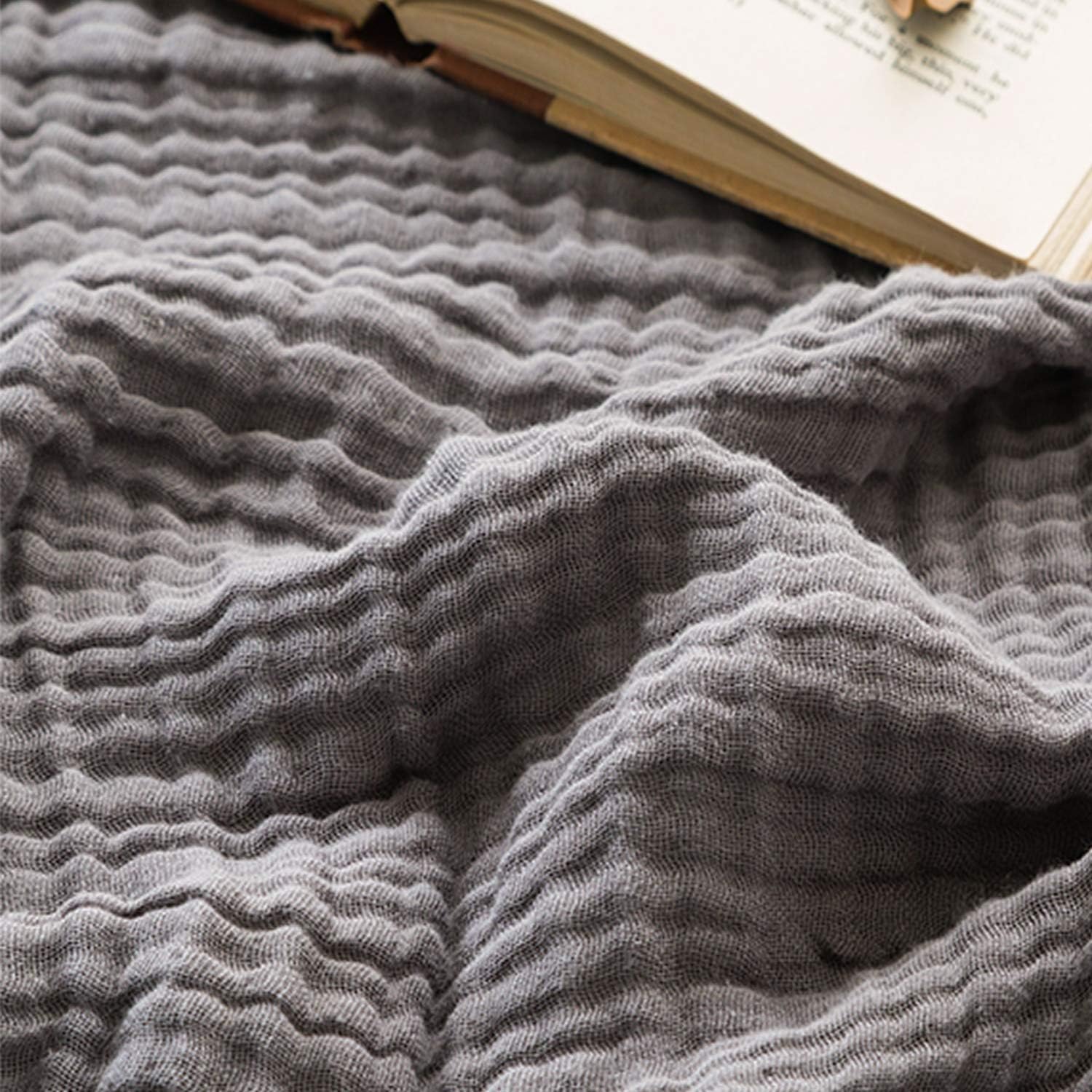 EMME Muslin Grey Twin Blanket 100% Cotton Soft Breathable