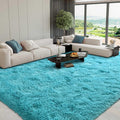 FinRec 8x10 Ft Soft Blue Plush Shaggy Area Rug for Home Decor
