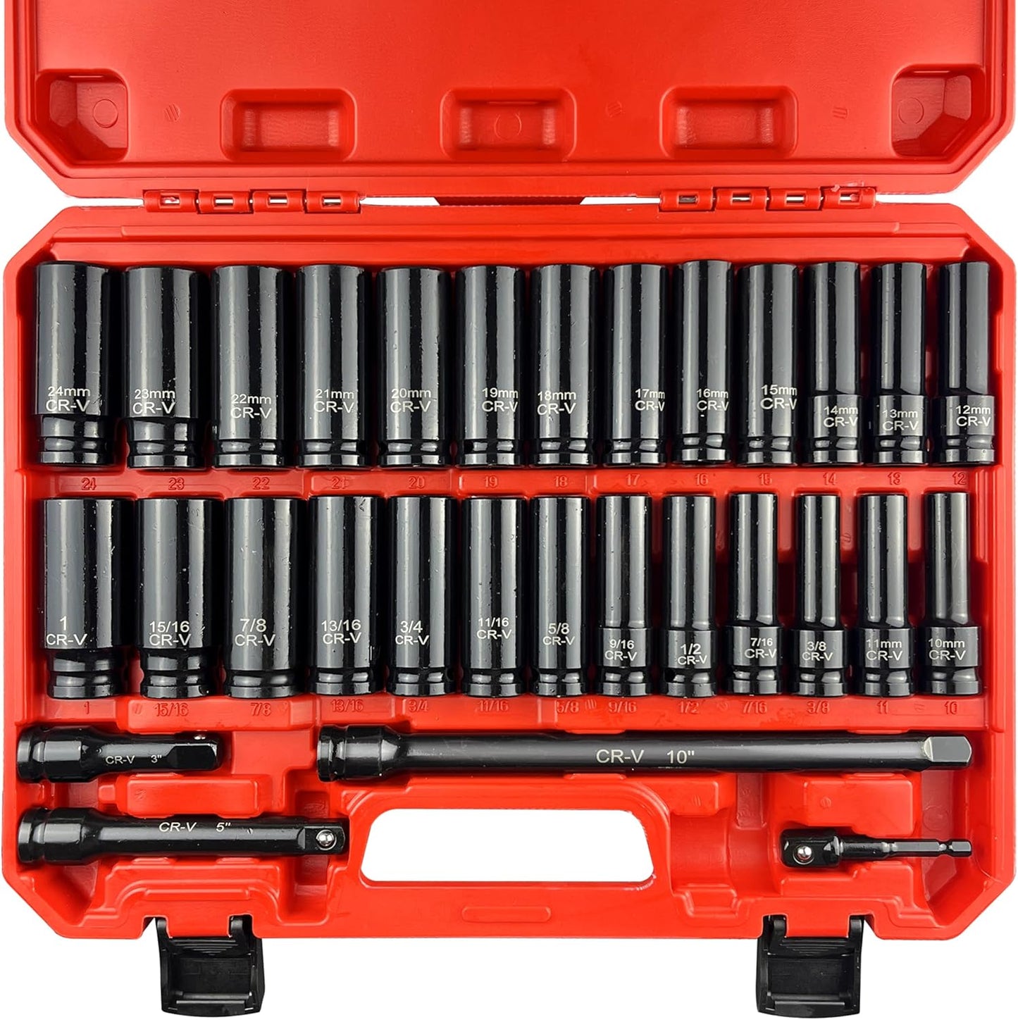 1/2 Drive Impact Socket Set - 30pcs SAE and Metric Tools
