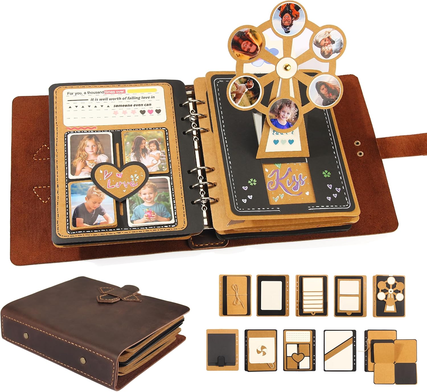 Handmade Genuine Leather Scrapbook Photo Album for Memories