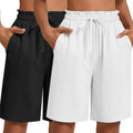 Women's Linen Wide Leg Mid Length Shorts - Comfortable Summer Bermuda