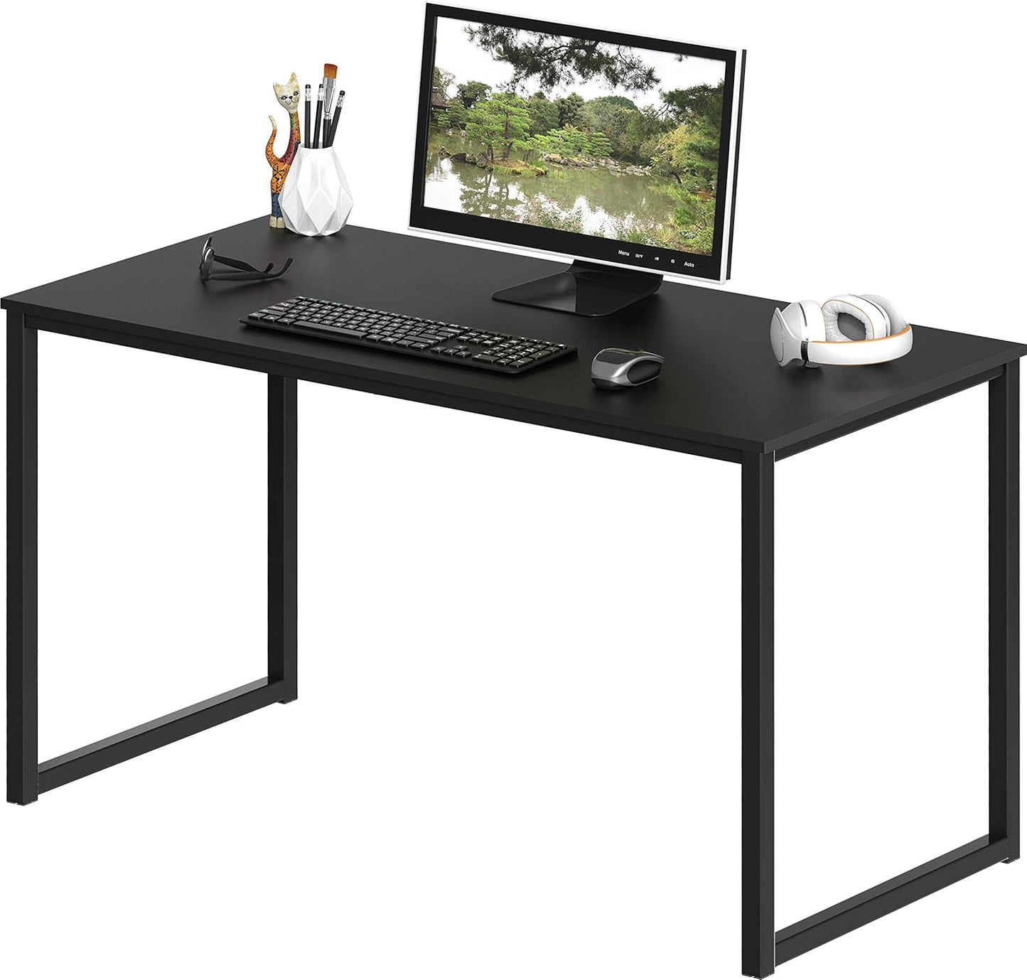 SHW 40-Inch Black Computer Desk: Compact Workstation