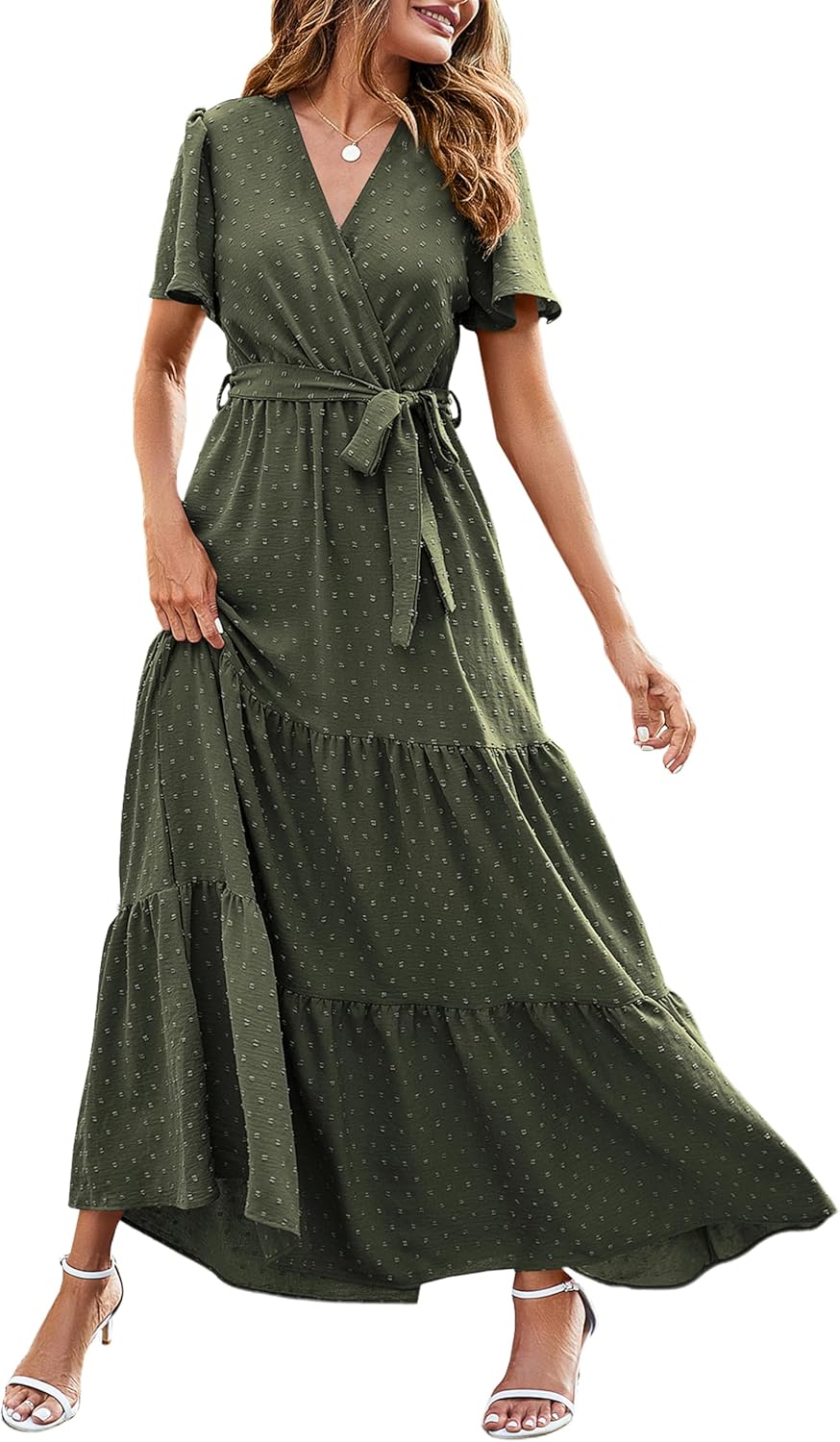 MASCOMODA Womens Summer Swiss Dot Maxi Dress for Every Occasion