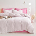 Striped Cotton Duvet Cover Set Queen - Ticking Pinstripe, Textured