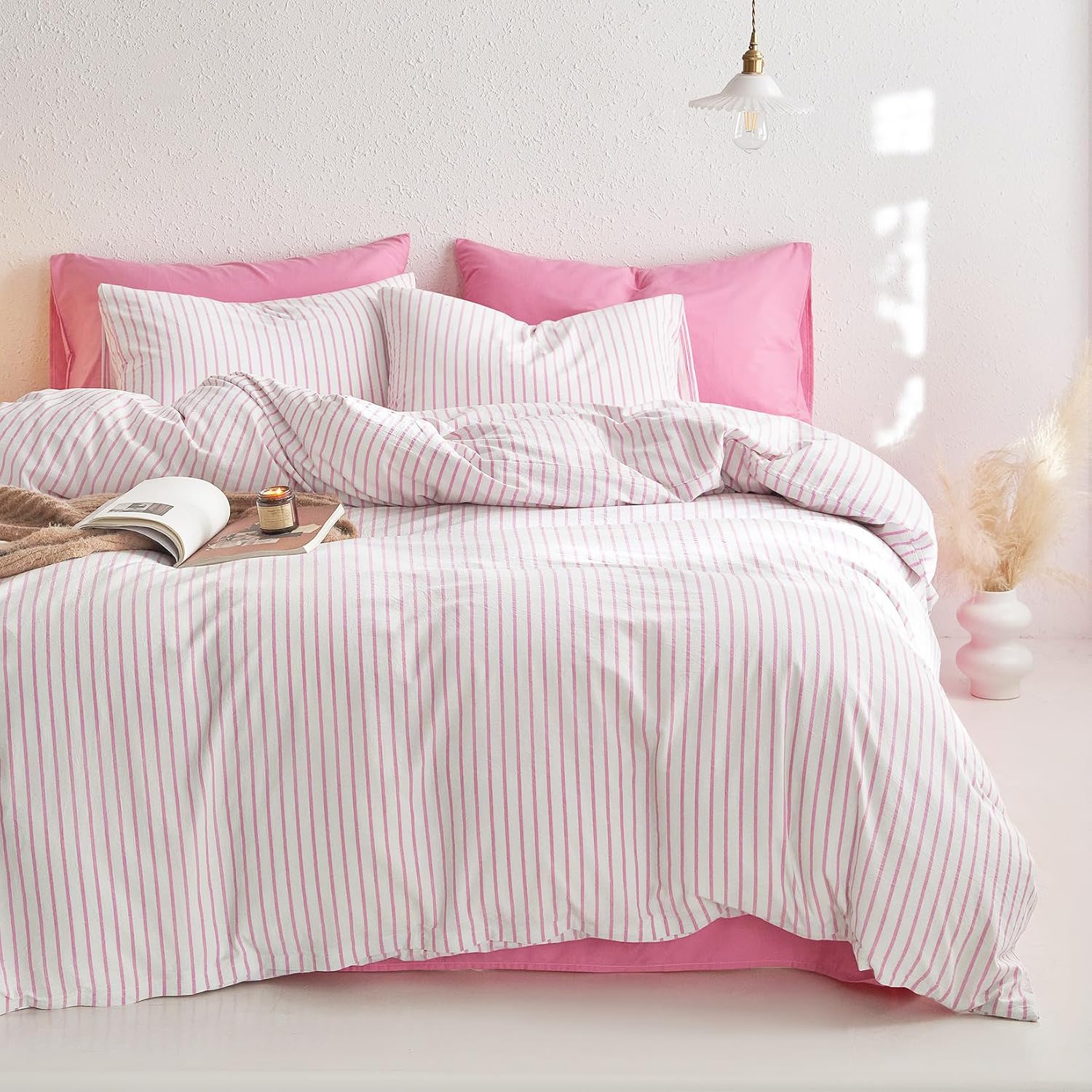 Striped Cotton Duvet Cover Set for a Cozy Farmhouse Look