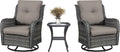 3 PCS Patio Furniture Set - Mixed Grey Wicker Swivel Rocking Chairs