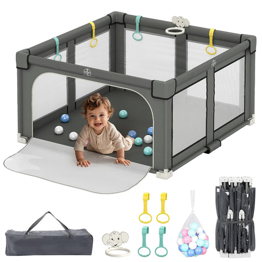 Foldable Playpen for Babies and Toddlers - Portable Travel Yard