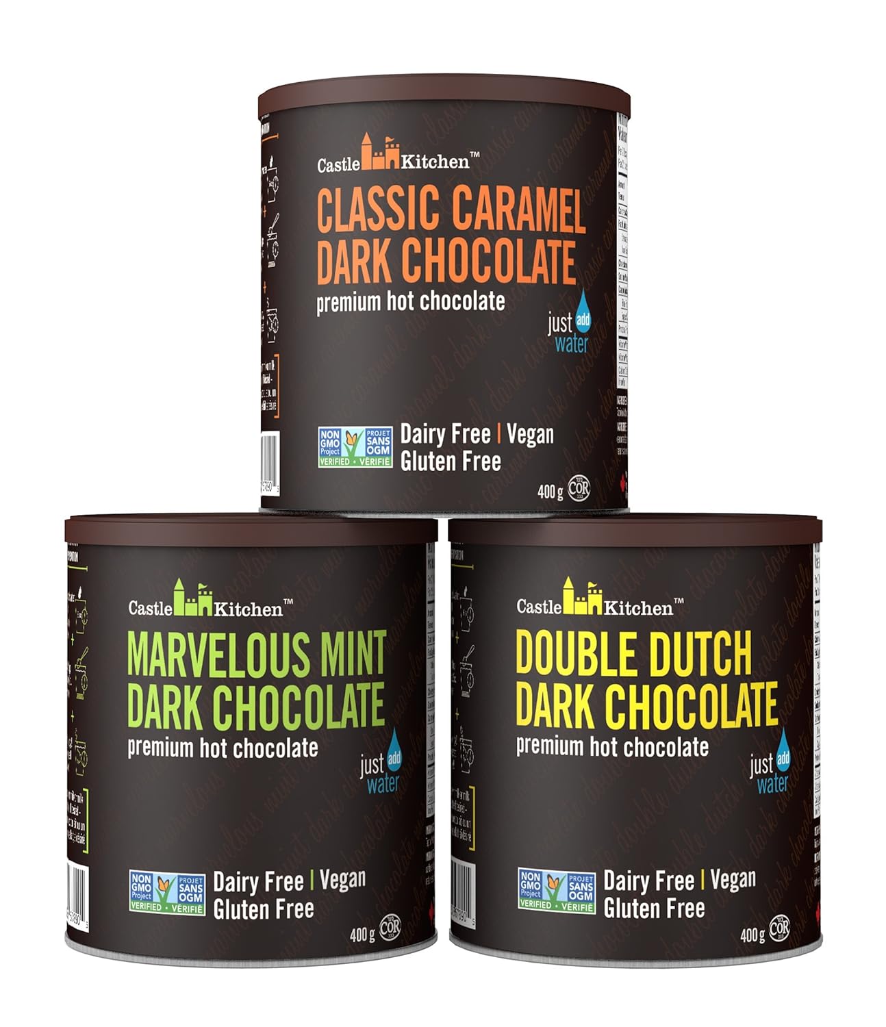 Castle Kitchen Natural Hot Chocolate Mix Variety Pack - Vegan Treats