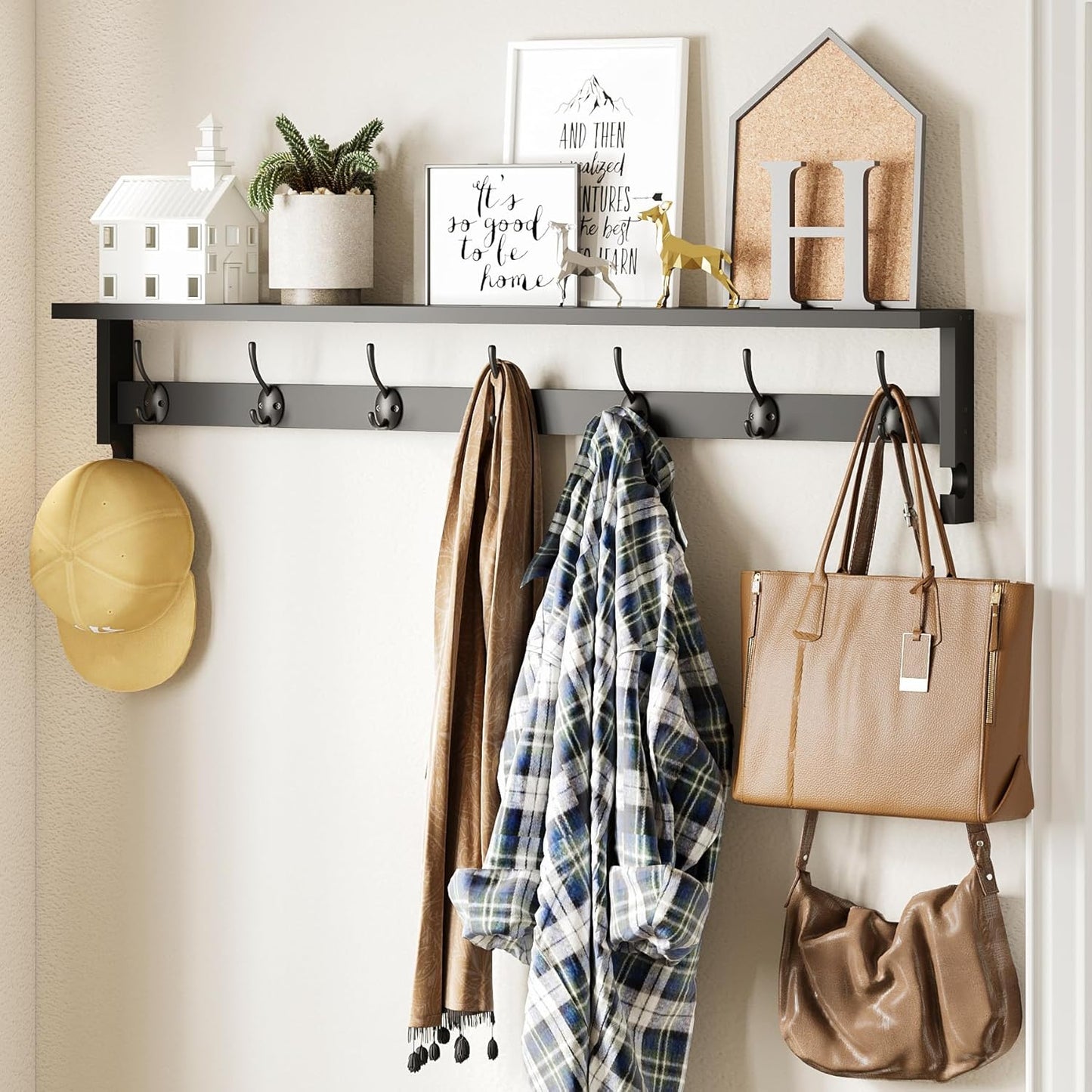 AMBIRD Wall Coat Rack with Shelf for Entryway and Home Decor