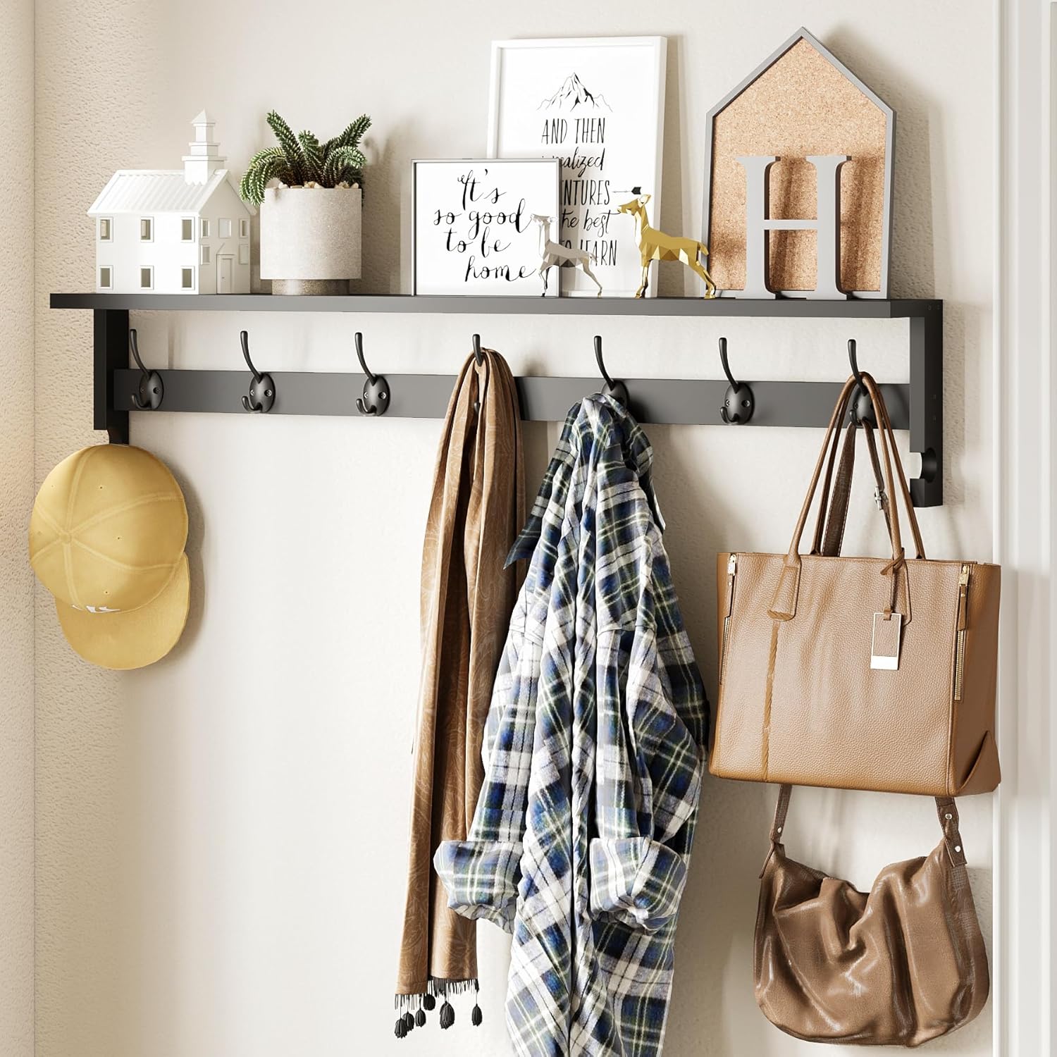 AMBIRD Wall Coat Rack with Shelf for Entryway and Home Decor