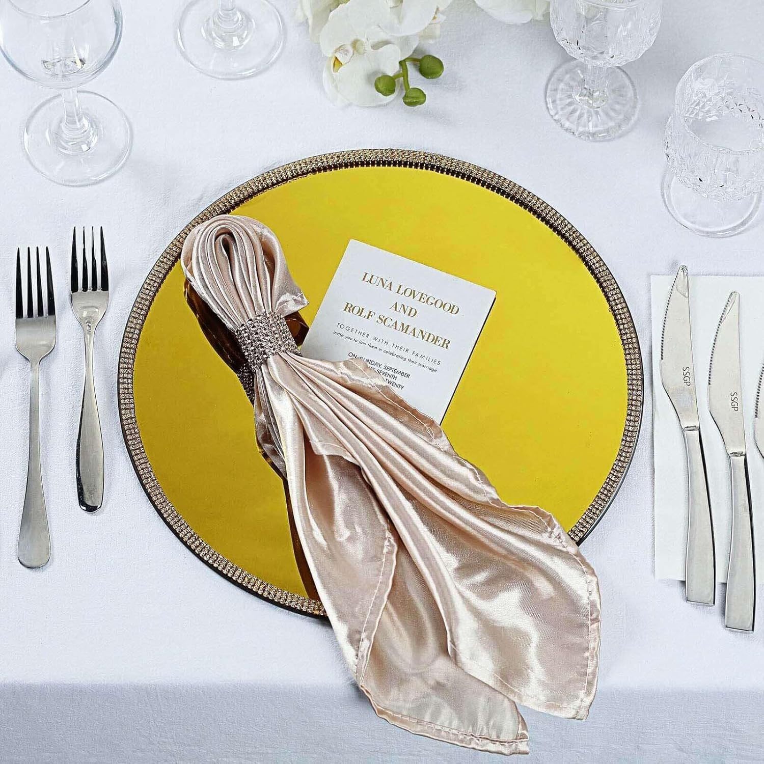 Gold Mirror Charger Plates for Glam Events!