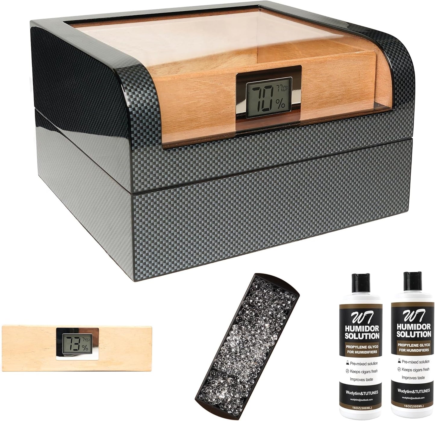 Handcrafted Cigar Humidor with Digital Hygrometer and Cedar Wood