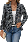Mina Self 2025 Fall Tweed Plaid Blazer Jacket - Tailored Suit