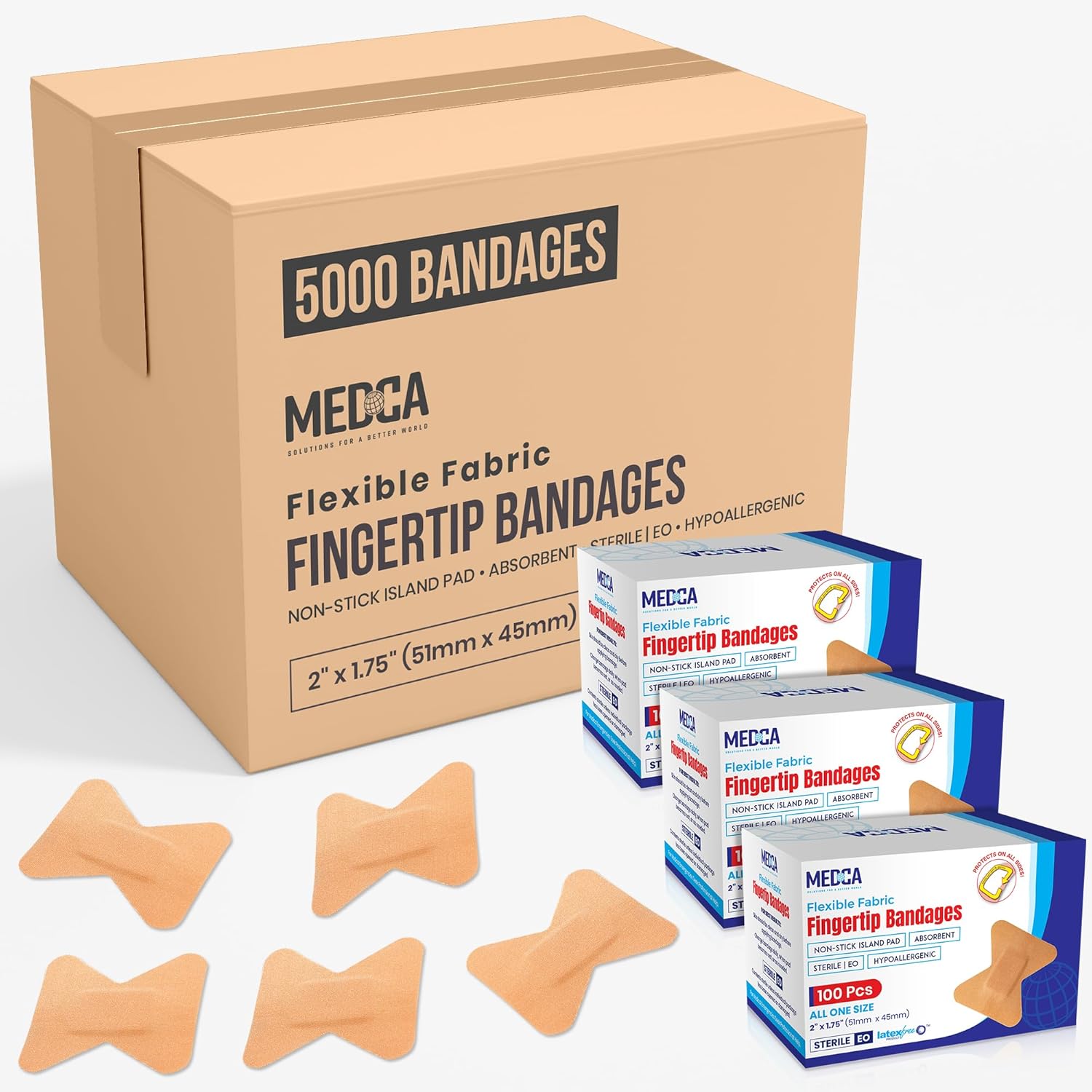 Flexible Fabric Bandages for Finger-Tip Care - 5000 Count