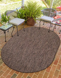 Outdoor Solid Oval Area Rug 3 ft 3 in x 5 ft 3 in Light Brown/Ivory