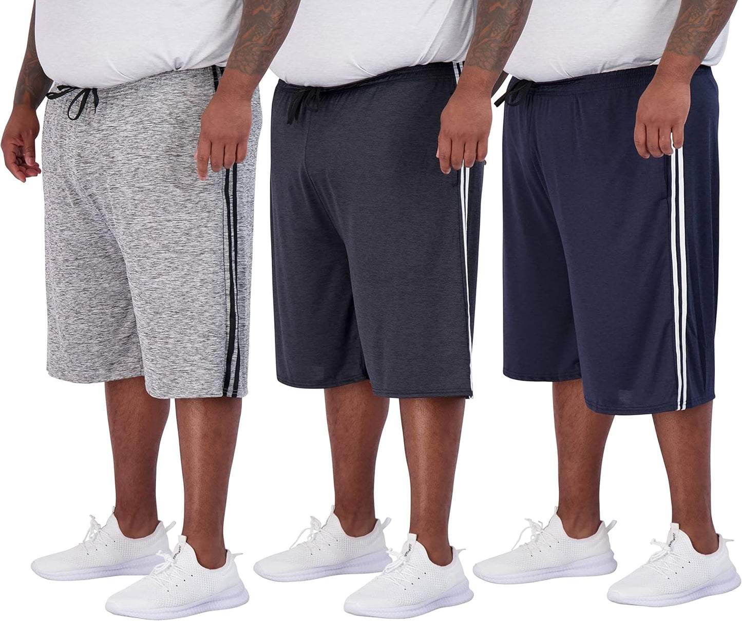 Real Essentials Men's Big & Tall 3-Pack Dry Fit Athletic Shorts