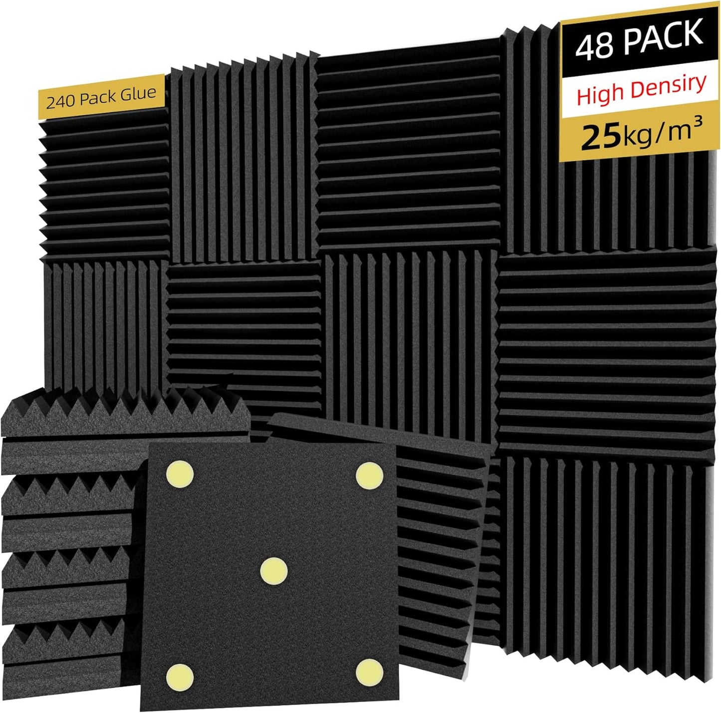 48 Pack Sound Proof Foam Panels for Superior Acoustic Treatment