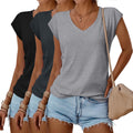 Womens V Neck T Shirts 3 Pack - Comfortable Casual Summer Tops