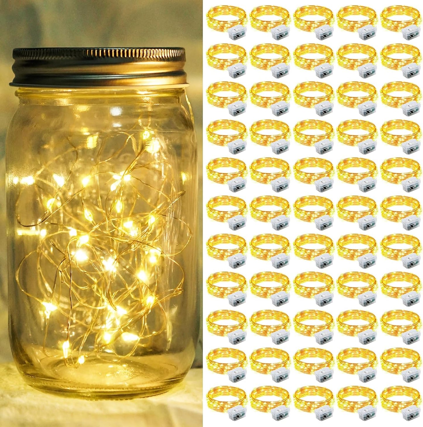 50 Pack Fairy Lights 7Ft 20 LED Twinkle String Lights for Parties