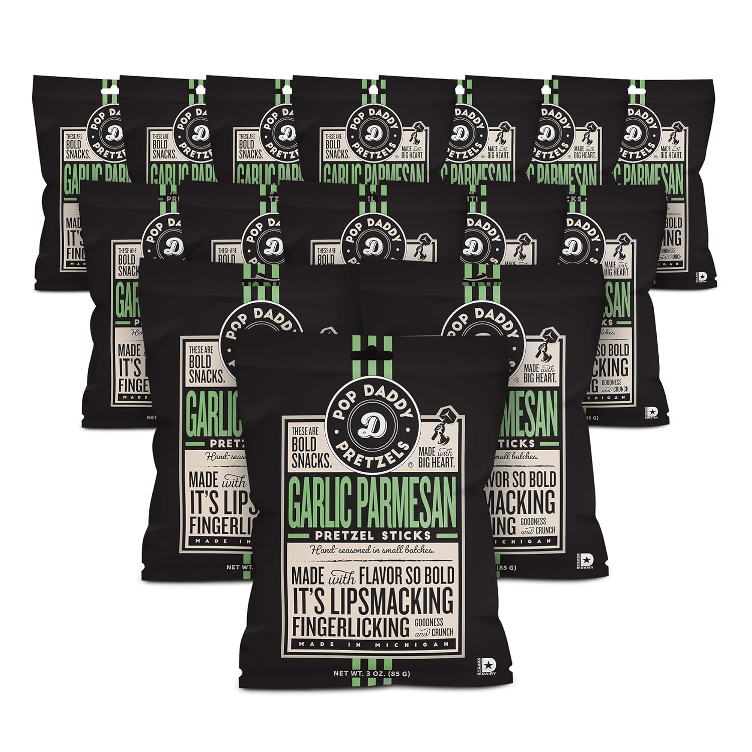 Pop Daddy Garlic Parmesan Pretzel Sticks - Bold Flavor Snacks