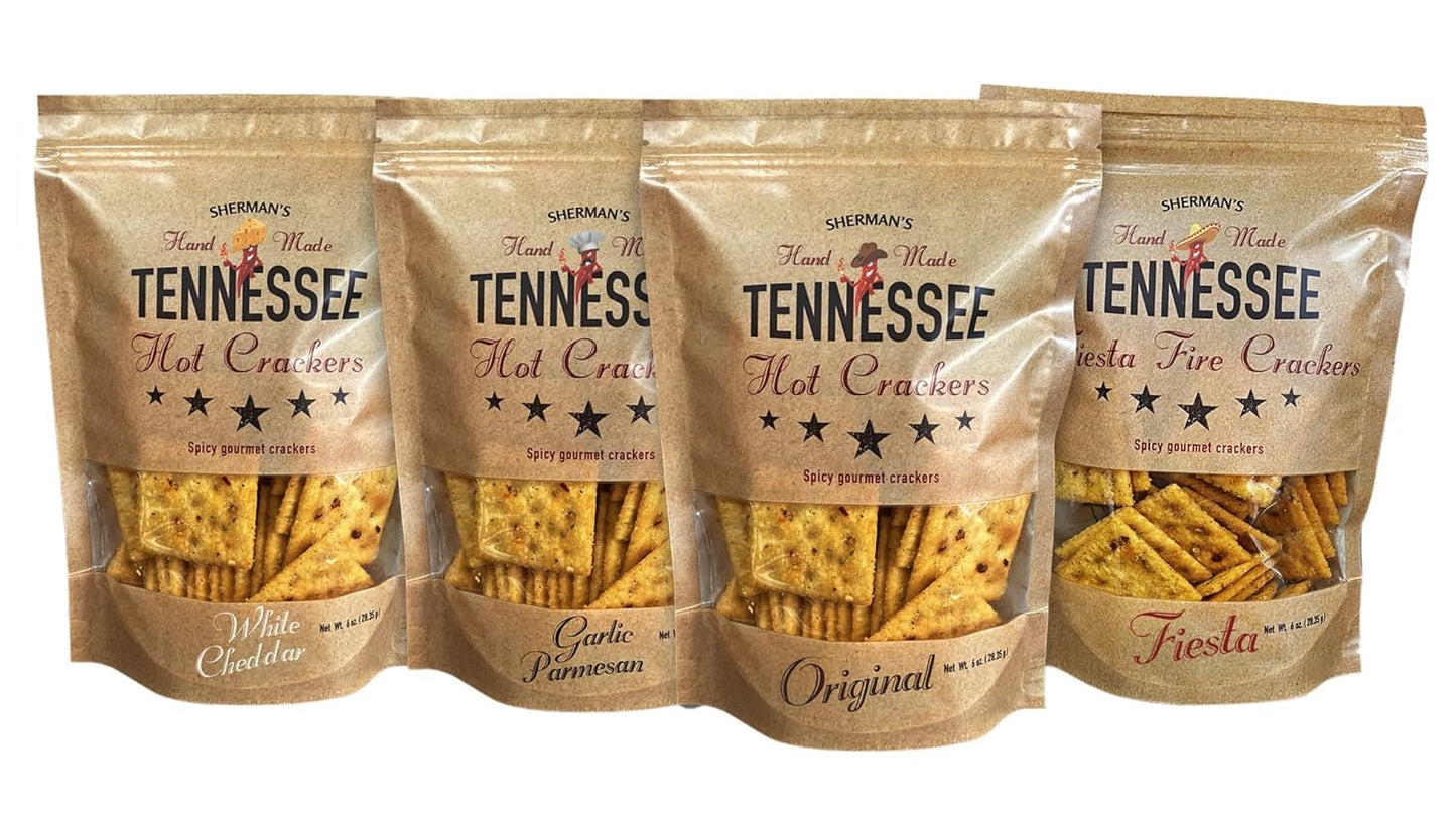 Tennessee Hot Crackers Variety Pack - 4 Flavors of Spicy Snacks