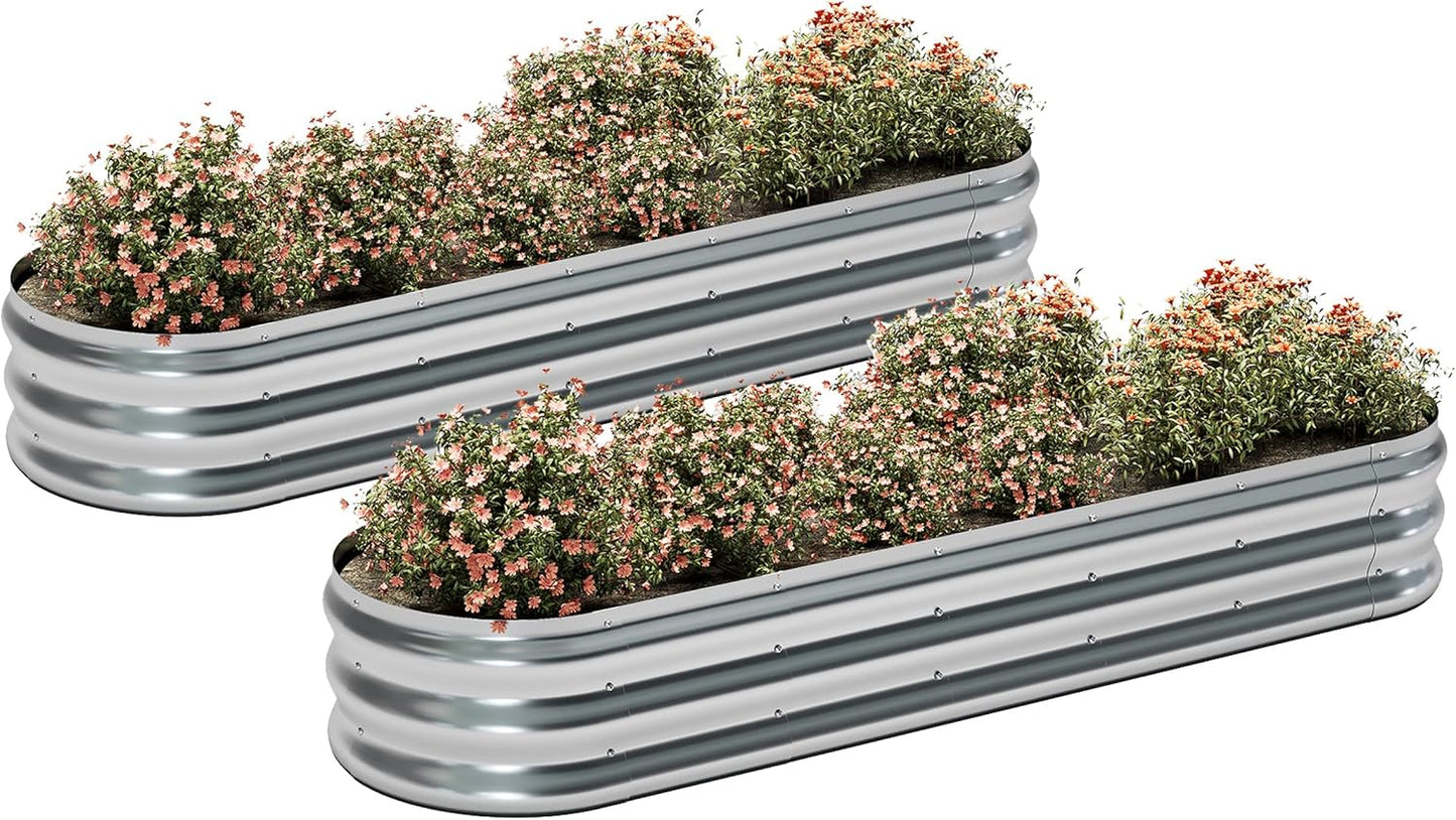 KFN 2pcs Galvanized Raised Garden Bed Kit for Outdoor Planting