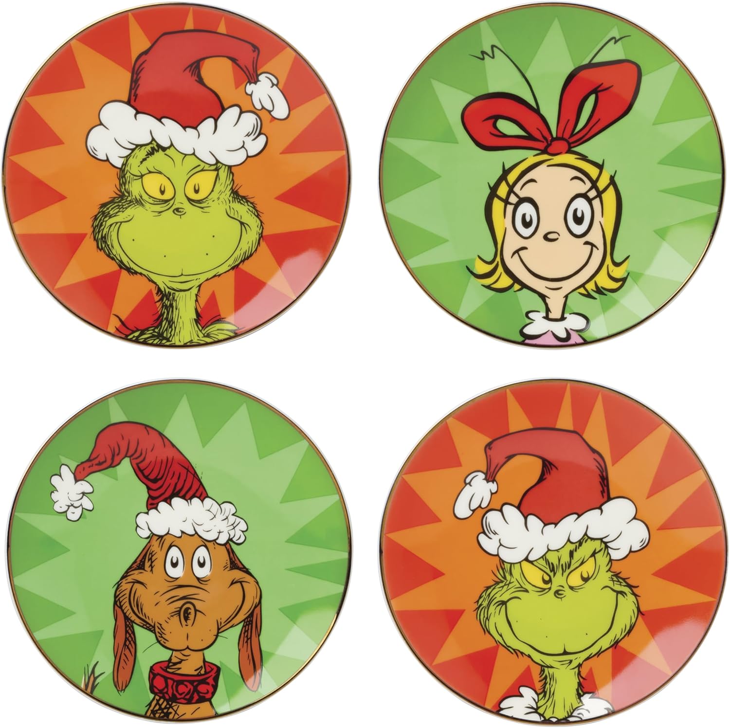 Lenox Merry Grinchmas Tidbit Plates Set for Holiday Gatherings